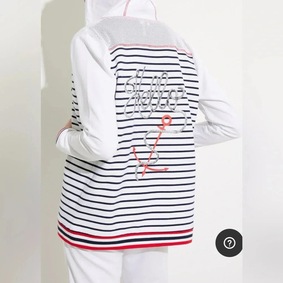 Orly size Large Embroidered Striped Hooded Sweater Style 605-11 - Picture 2 of 11